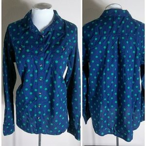 ✂ Navy Polka Dot Button Down Shirt (sz 1X)